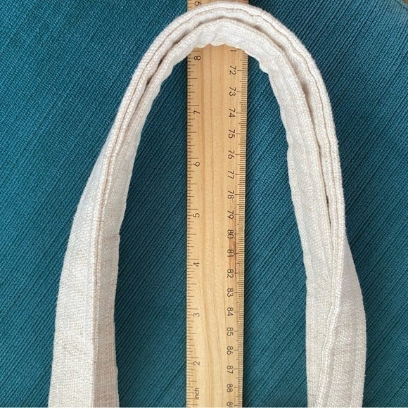 Handmade Linen Tote Bag Pink Floral Heart Drawstring Cottagecore Beige Large - Picture 9 of 10